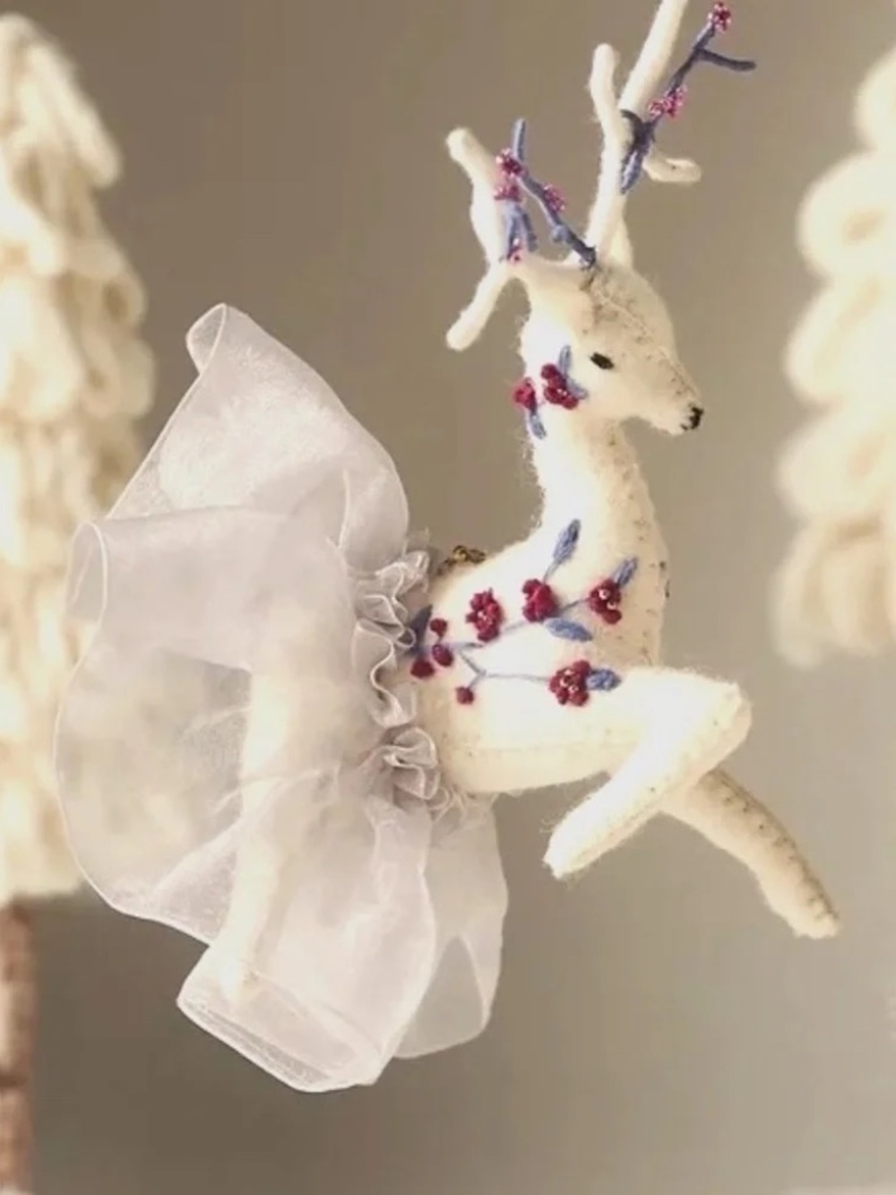 NWT Anthropologie Felt Deer Winter Ballet Christmas Ornament
